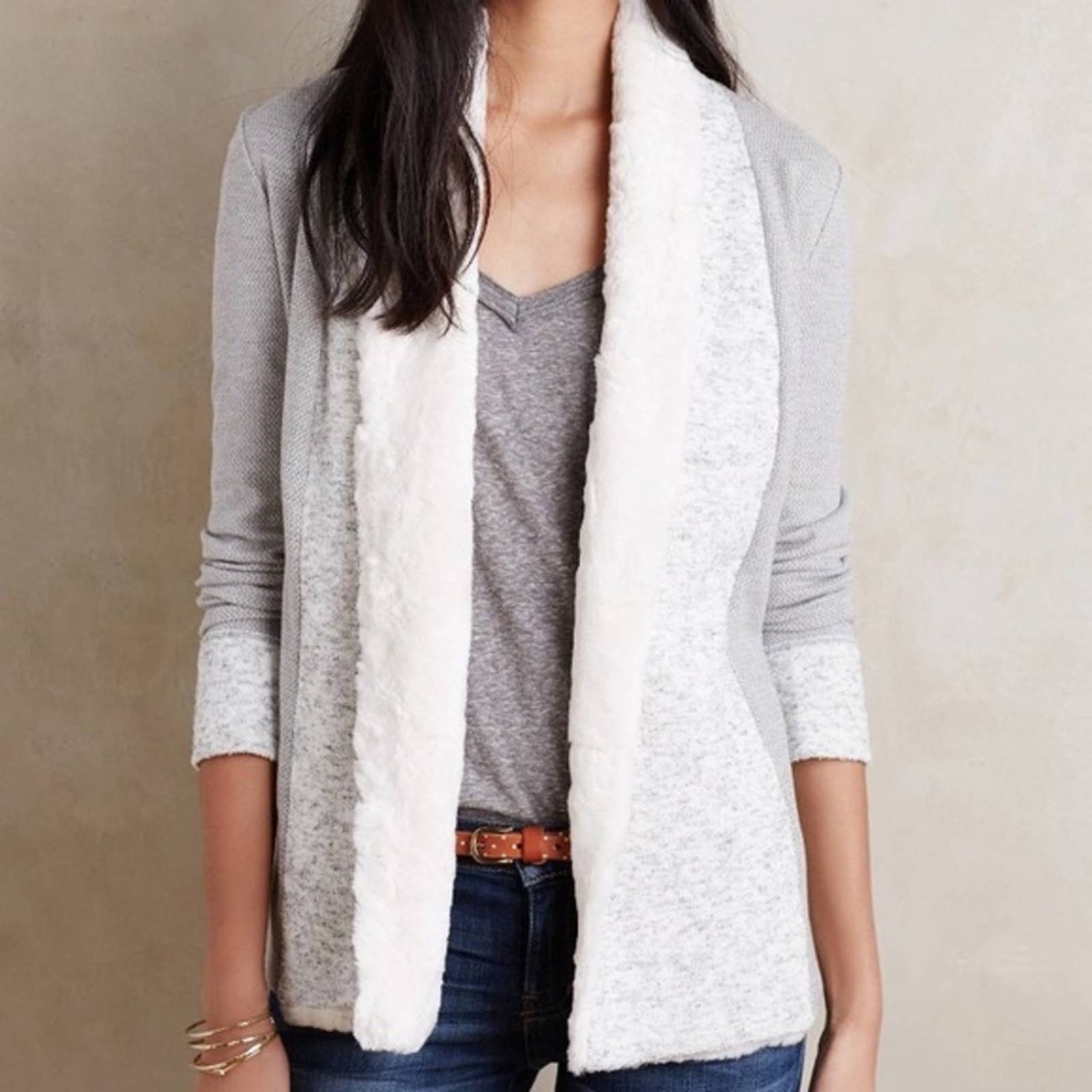 Saturday Sunday Ambrose Faux Fur Cardigan Size M |Anthropologie